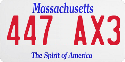 MA license plate 447AX3
