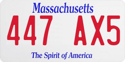 MA license plate 447AX5