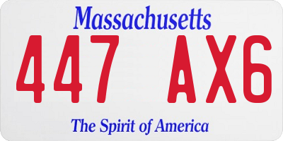 MA license plate 447AX6