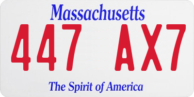 MA license plate 447AX7