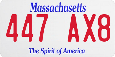 MA license plate 447AX8