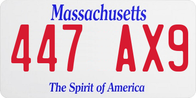 MA license plate 447AX9