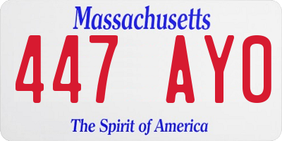 MA license plate 447AY0