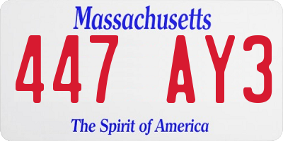 MA license plate 447AY3