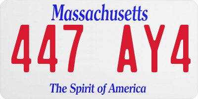 MA license plate 447AY4
