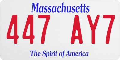 MA license plate 447AY7