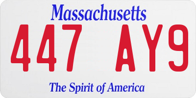 MA license plate 447AY9