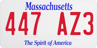 MA license plate 447AZ3