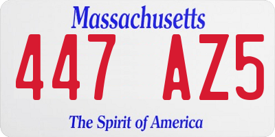 MA license plate 447AZ5
