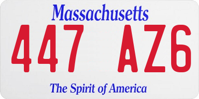 MA license plate 447AZ6