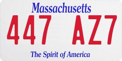 MA license plate 447AZ7