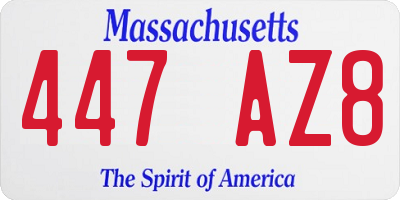MA license plate 447AZ8