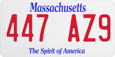 MA license plate 447AZ9