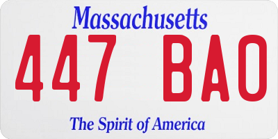 MA license plate 447BA0