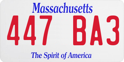 MA license plate 447BA3