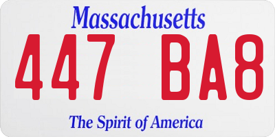 MA license plate 447BA8