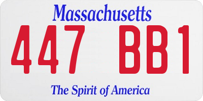 MA license plate 447BB1