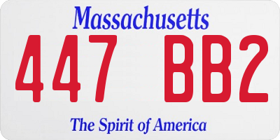 MA license plate 447BB2