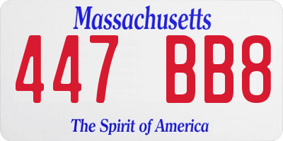 MA license plate 447BB8
