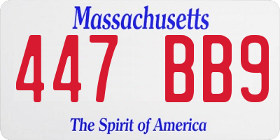 MA license plate 447BB9