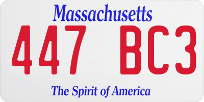 MA license plate 447BC3
