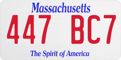 MA license plate 447BC7