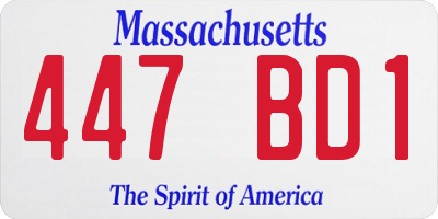 MA license plate 447BD1