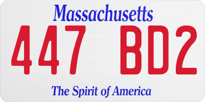 MA license plate 447BD2