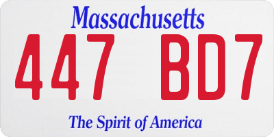 MA license plate 447BD7