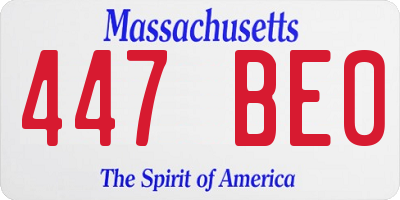 MA license plate 447BE0