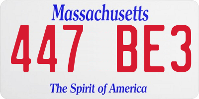 MA license plate 447BE3