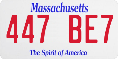 MA license plate 447BE7
