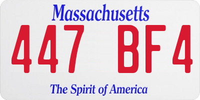 MA license plate 447BF4