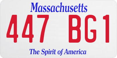 MA license plate 447BG1