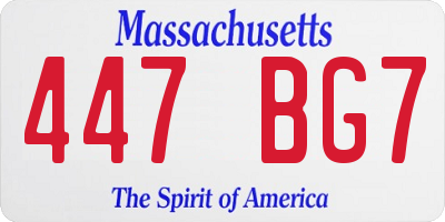 MA license plate 447BG7