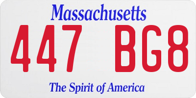 MA license plate 447BG8