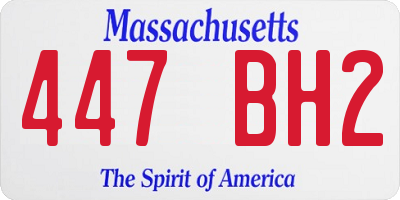 MA license plate 447BH2