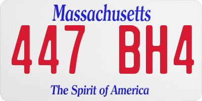 MA license plate 447BH4
