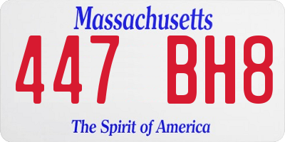 MA license plate 447BH8
