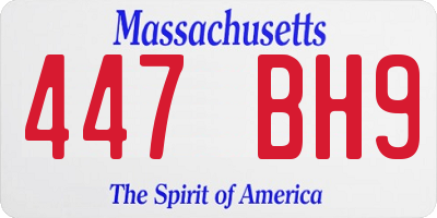 MA license plate 447BH9