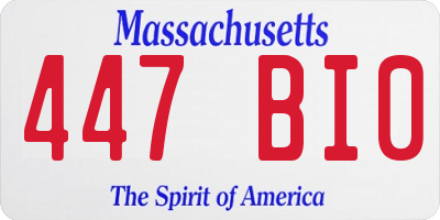 MA license plate 447BI0