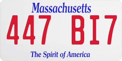 MA license plate 447BI7