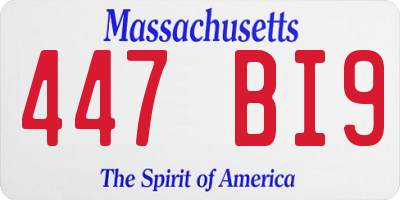 MA license plate 447BI9