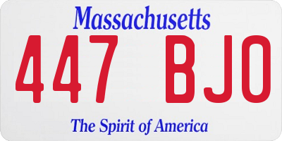 MA license plate 447BJ0