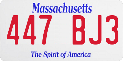 MA license plate 447BJ3