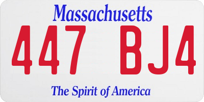 MA license plate 447BJ4