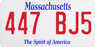 MA license plate 447BJ5