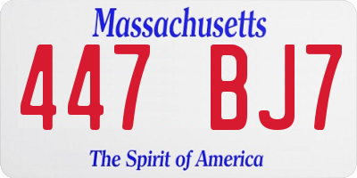 MA license plate 447BJ7