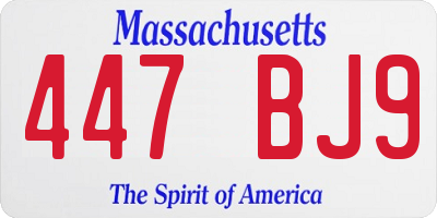 MA license plate 447BJ9