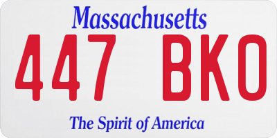 MA license plate 447BK0
